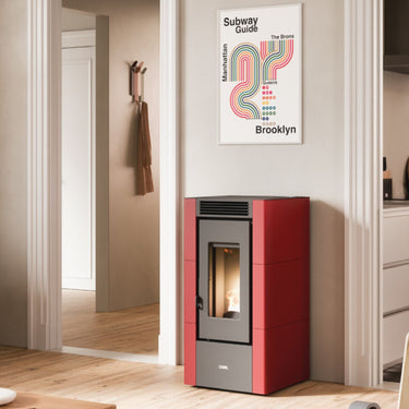 Stufa a pellet Cadel Cristal 6 ad aria 5,5 kW - WiFi ROSSO