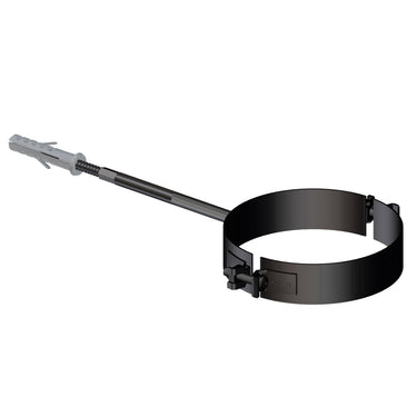 Fascetta murale nera diam. 80 mm per scarico fumi stufa a pellet e caldaia a pellet