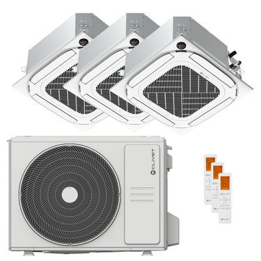Condizionatore Clivet Cassetta Compatta 4 vie IBA1-Y trial split 12000+12000+12000 BTU inverter A++ wifi unità esterna 7.9 kW