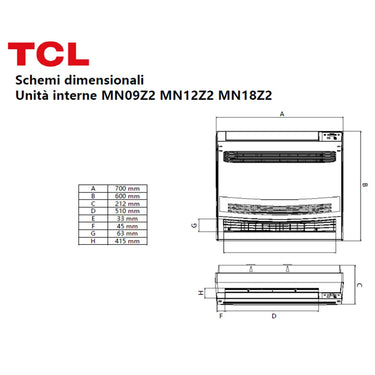 Condizionatore TCL Console Serie Z 18000 BTU R32 Inverter WiFi A++/A+