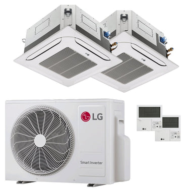 Condizionatore LG Cassetta 4 vie LG dual split 12000+18000 BTU inverter A+++  unità esterna 5.3 kW