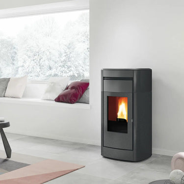 Stufa a pellet Edilkamin Vyda2 H 22 Up 22,8 kW Idro WiFi Grigio scuro Edilkamin