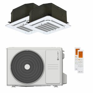 Condizionatore Clivet BOX 2 650x650 cassetta 4 vie dual split 9000+12000 BTU inverter