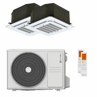 Condizionatore Clivet BOX 2 650x650 cassetta 4 vie dual split 9000+12000 BTU inverter A++  unità esterna 5.3 kW