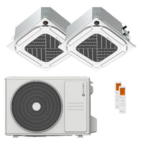 Condizionatore Clivet Cassetta Compatta 4 vie IBA1-Y dual split 9000+12000 BTU inverter A++ wifi unità esterna 4.1 kW