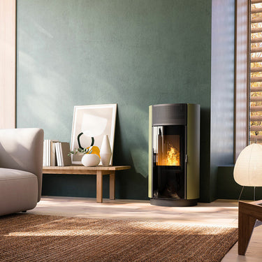 Stufa a pellet Girolami Round 9 8 kW ad aria WiFi - Verde