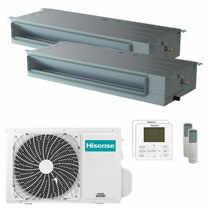 Condizionatore Hisense Canalizzabile ADT dual split 12000+12000 BTU inverter A++  unità esterna 5 kW