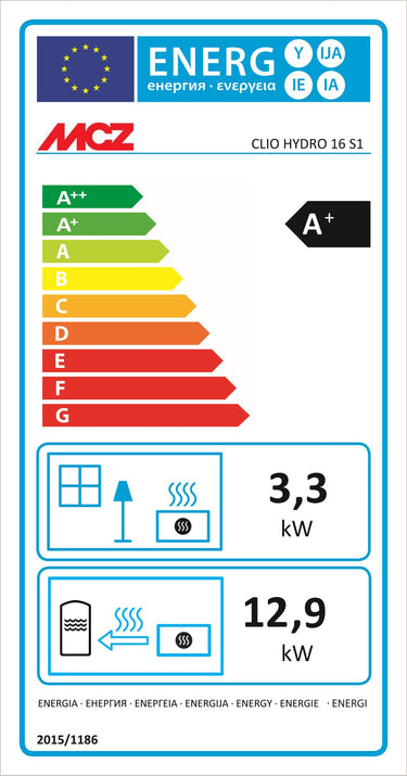 Stufa a pellet MCZ Clio Hydro 16 S1 16 kW grigio scuro ad acqua