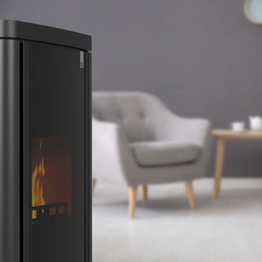 Stufa policombustibile Girolami Soft 18 nera 18 kW idro + kit acs