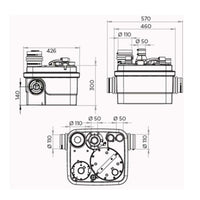 Stazione di solevamento SFA SANICUBIC 1 con trituratorie per ACQUE SCURE - per toilette, bagni, cucine o lavanderie
