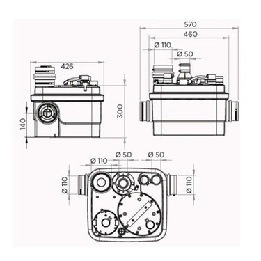 Stazione di solevamento SFA SANICUBIC 1 con trituratorie per ACQUE SCURE - per toilette, bagni, cucine o lavanderie