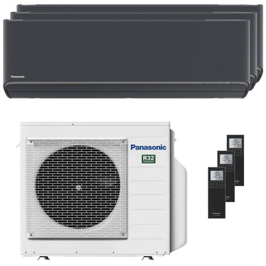 Condizionatore Panasonic Etherea trial split 9000+12000+12000 BTU inverter A+++ wifi unità esterna 5.2 kW grigio grafite