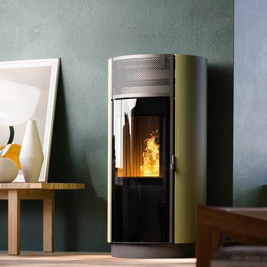 Stufa a pellet Girolami Round 9 8 kW ad aria WiFi - Verde