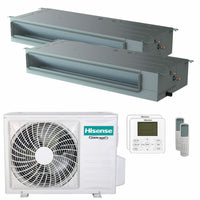 Condizionatore Hisense Canalizzabile ADT dual split 18000+18000 BTU inverter A++  unità esterna 7 kW