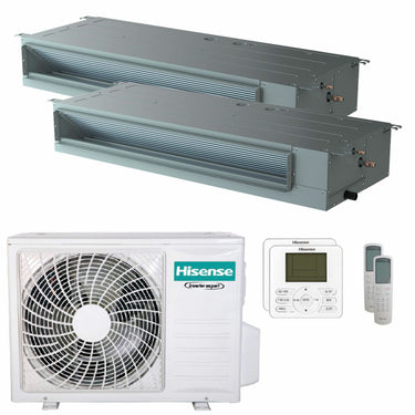 Condizionatore Hisense Canalizzabile ADT dual split 18000+18000 BTU inverter A++  unità esterna 7 kW