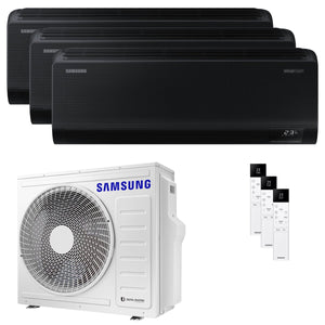 Condizionatore Samsung Windfree Black trial split 7000+12000+12000 BTU inverter A++ wifi unità ester