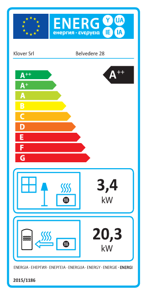 Stufa a pellet Klover Belvedere 28  23,7 kW  acqua+aria+kit acs avorio