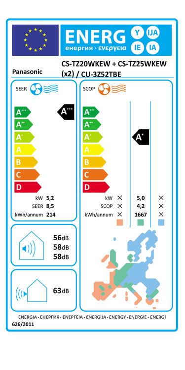 Condizionatore Panasonic Etherea dual split 9000+12000 BTU inverter A++ wifi unità esterna 5.2 kW grigio grafite