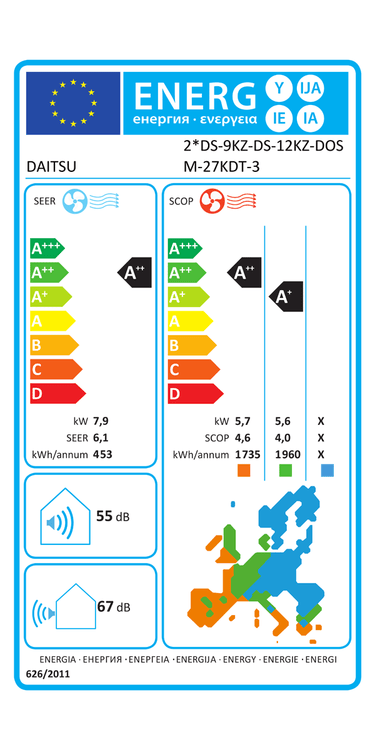 Condizionatore Daitsu Artic Pro trial split 9000+12000+12000 BTU inverter A++ wifi unità esterna 7.9 kW