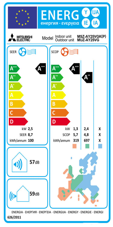 Condizionatore Mitsubishi Electric Serie AY 9000 BTU R32 inverter A+++ wifi