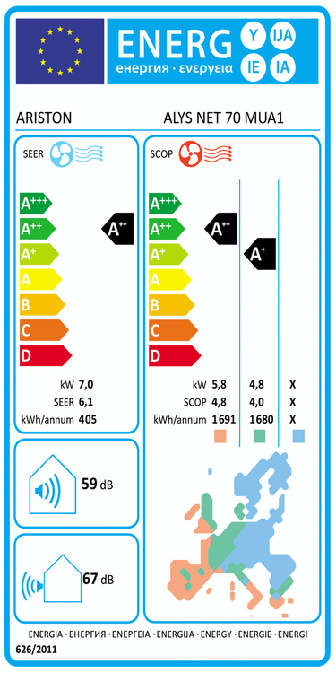 Condizionatore Ariston ALYS NET 24000 BTU R32 Inverter WiFi A++/A+