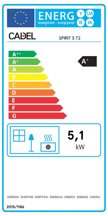 Stufa a pellet CADEL Spirit 5 ad aria 5,2 kW - con WiFi ANTRACITE