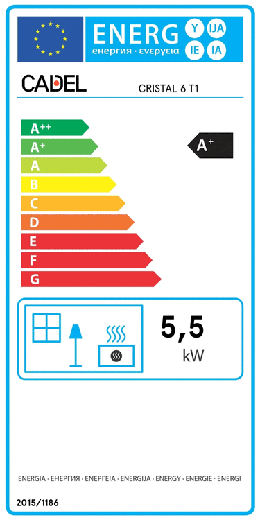 Stufa a pellet Cadel Cristal 6 ad aria 5,5 kW - WiFi BIANCO