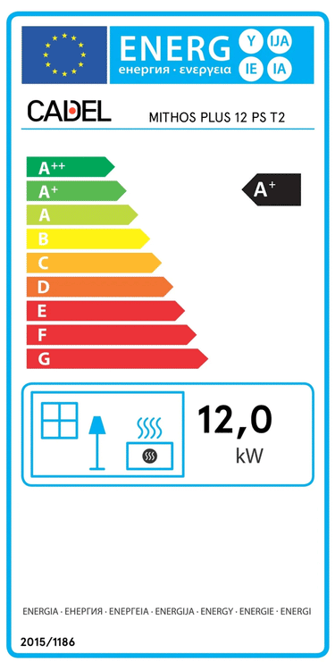 Stufa a pellet Cadel Mithos Plus 12 PS 12 kW ad aria canalizzata - WiFi Light bronze