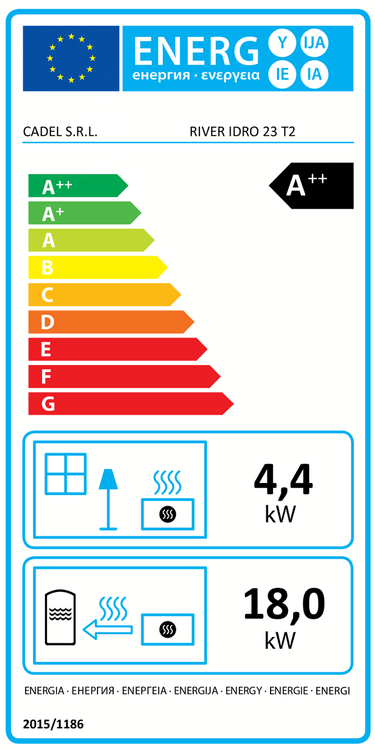 Stufa a pellet Cadel River Idro 23 ad acqua 22,4 kW WiFi Bianco