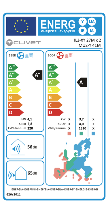 Condizionatore Clivet EZCool dual split 9000+12000 BTU inverter A+  unità esterna 4.1 kW