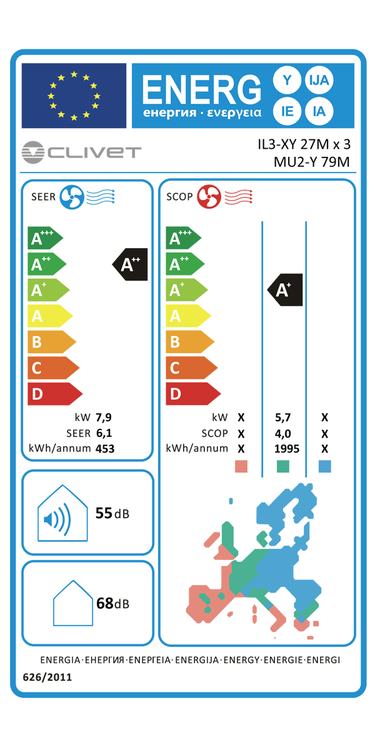 Condizionatore Clivet Essential 2 dual split 12000+18000 BTU inverter A+ unità esterna 7,9 kW