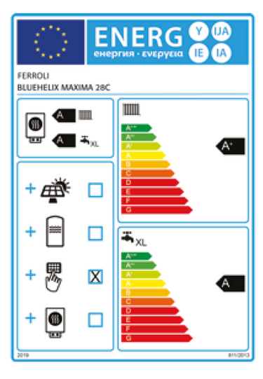 Caldaia a condensazione Ferroli Bluehelix Maxima 28 C + Comando Remoto Connect 24 kW camera stagna metano gpl
