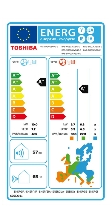 Condizionatore Toshiba Seiya Smart penta split 7000+7000+7000+12000+18000 BTU inverter A++ wifi unità esterna 10 kW