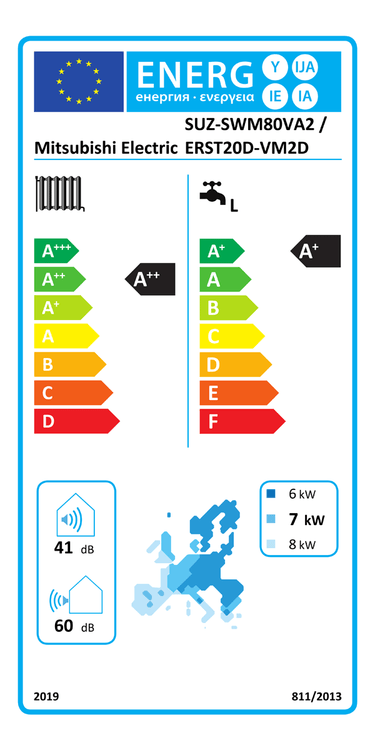 Pompa di calore aria acqua Mitsubishi Electric Ecodan 6 kW splittata con Hydrotank 200 lt R32 Inverter A++