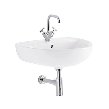 Lavabo Geberit Colibrì 55 cm monoforo sospeso bianco lucido