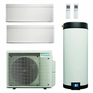 Daikin Multi+ sistema di climatizzazione e acqua calda sanitaria dual split - Unità interne Stylish bianco 7000+7000 BTU - Serbatoio 90 l