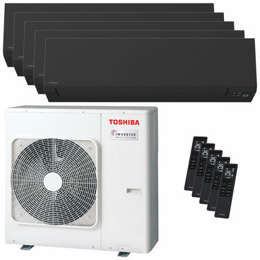 Condizionatore Toshiba SHORAI Edge Black penta split 9000+9000+9000+12000+16000 BTU inverter A++ wifi unità esterna 10 kW