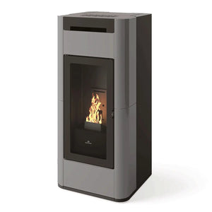 Stufa a pellet Edilkamin Tera H 30 Evo 30 kW Idro WiFi grigio chiaro opaco Edilkamin