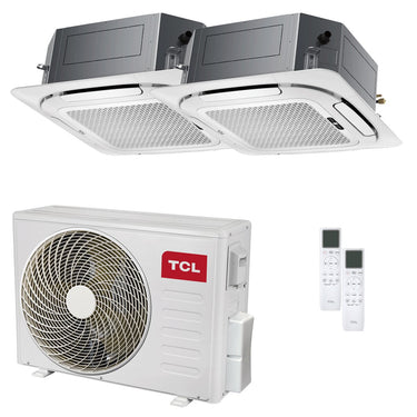 Condizionatore TCL Cassetta 4 vie Serie S dual split 9000+18000 BTU inverter A++ wifi unità esterna 5.1 kW