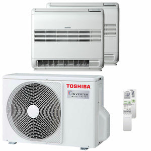 Condizionatore Toshiba Console J2 dual split 9000+12000 BTU inverter A++ unità esterna 5,2 kW