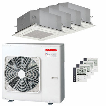 Condizionatore Toshiba Cassetta compatta U2 a 4 vie quadri split 12000+12000+12000+12000 BTU inverter A++  unità esterna 8 kW