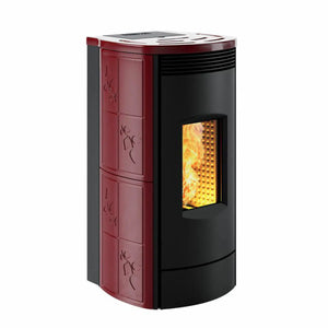 Stufa a pellet Caminetti Montegrappa Alpina M MW24 19,7 kW Idro Bordeaux Lucido