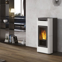 Stufa a pellet Edilkamin Tera H 30 Evo 30 kW Idro WiFi bianco panna Edilkamin