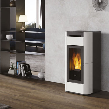 Stufa a pellet Edilkamin Tera H 25 Evo 25 kW WiFi Idro Bianco Panna
